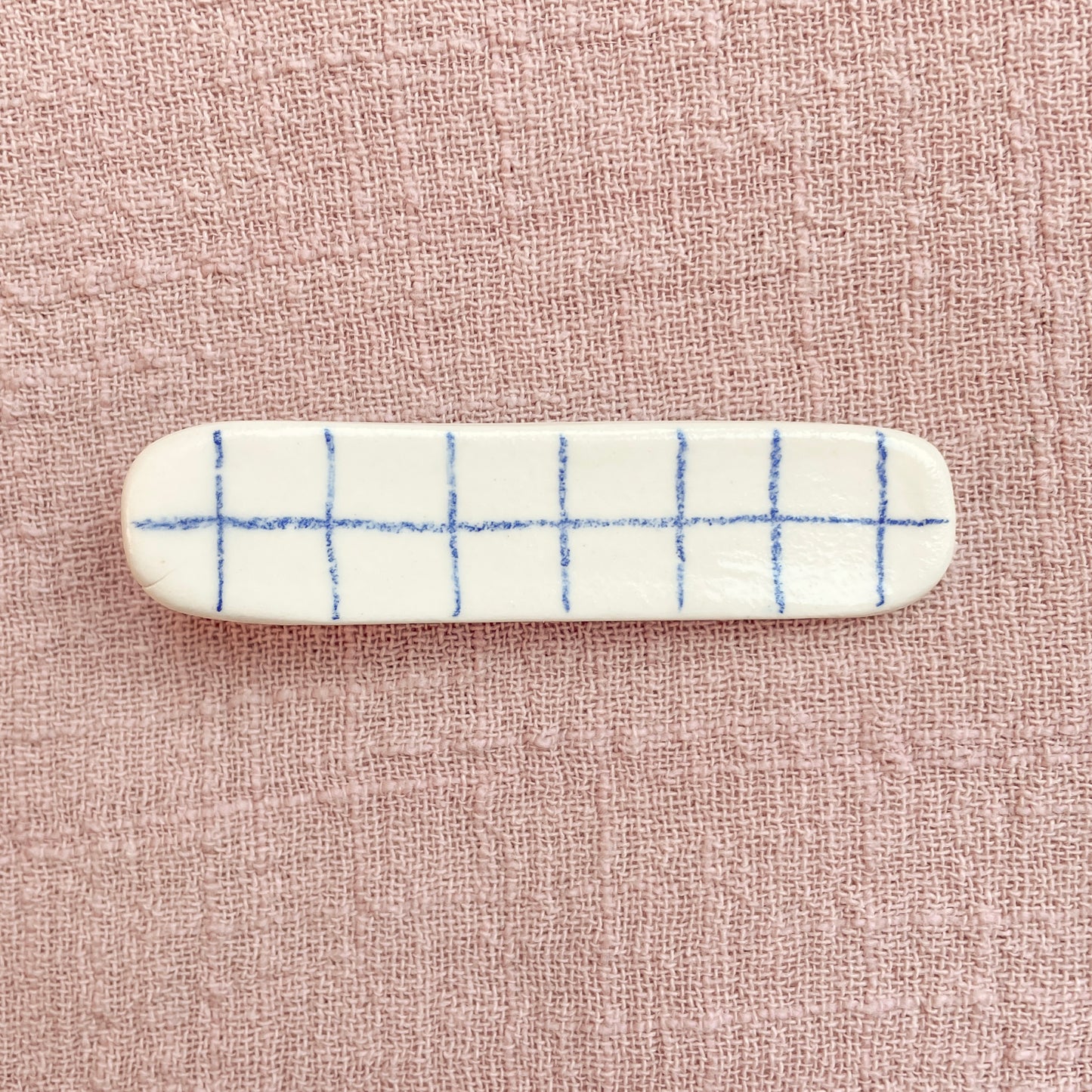 blue grid hair clip