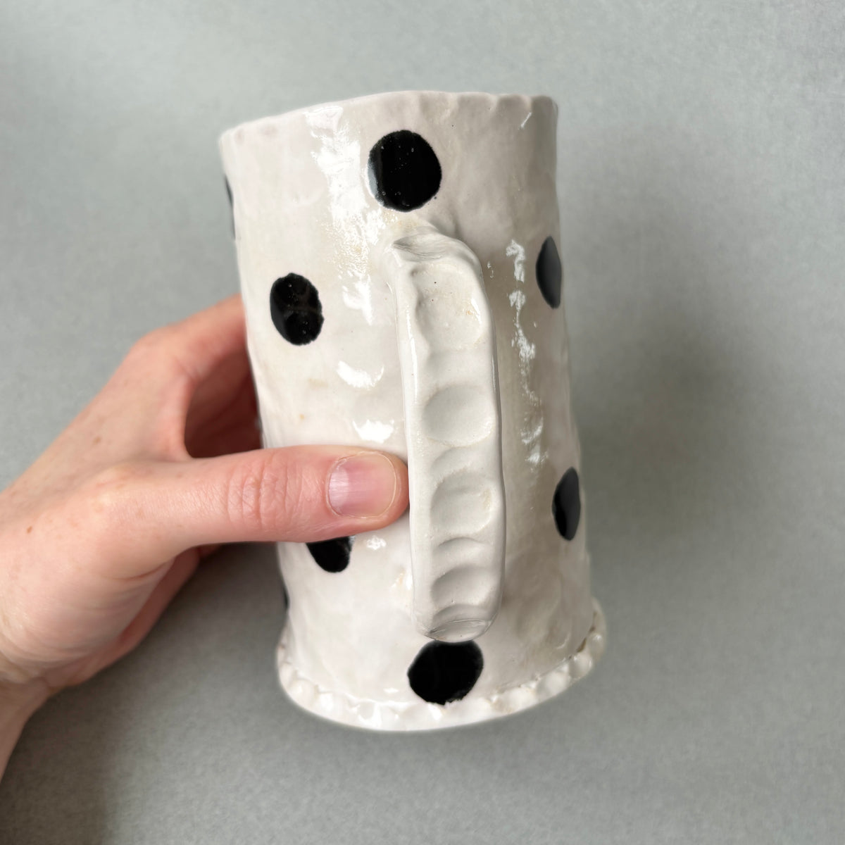 white and black polka dots