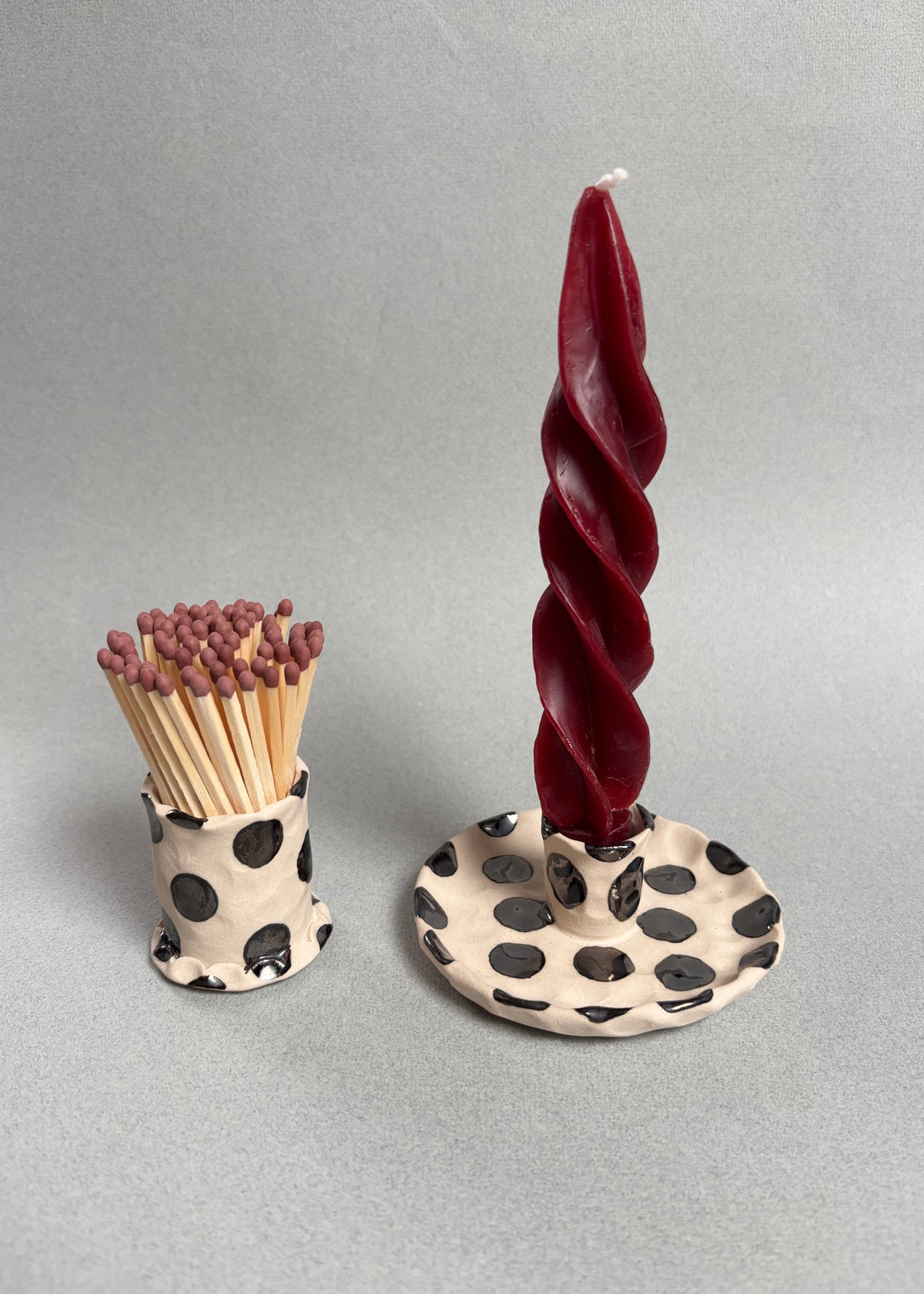 silver polka dot candle holder