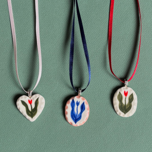 porcelain tulip necklace