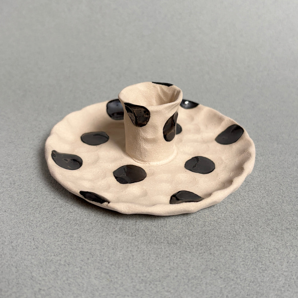 silver polka dot candle holder