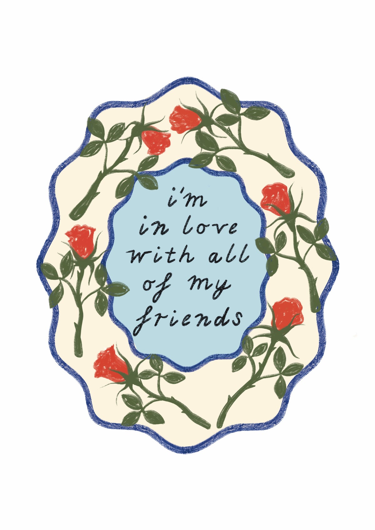 i'm in love A5 print blue
