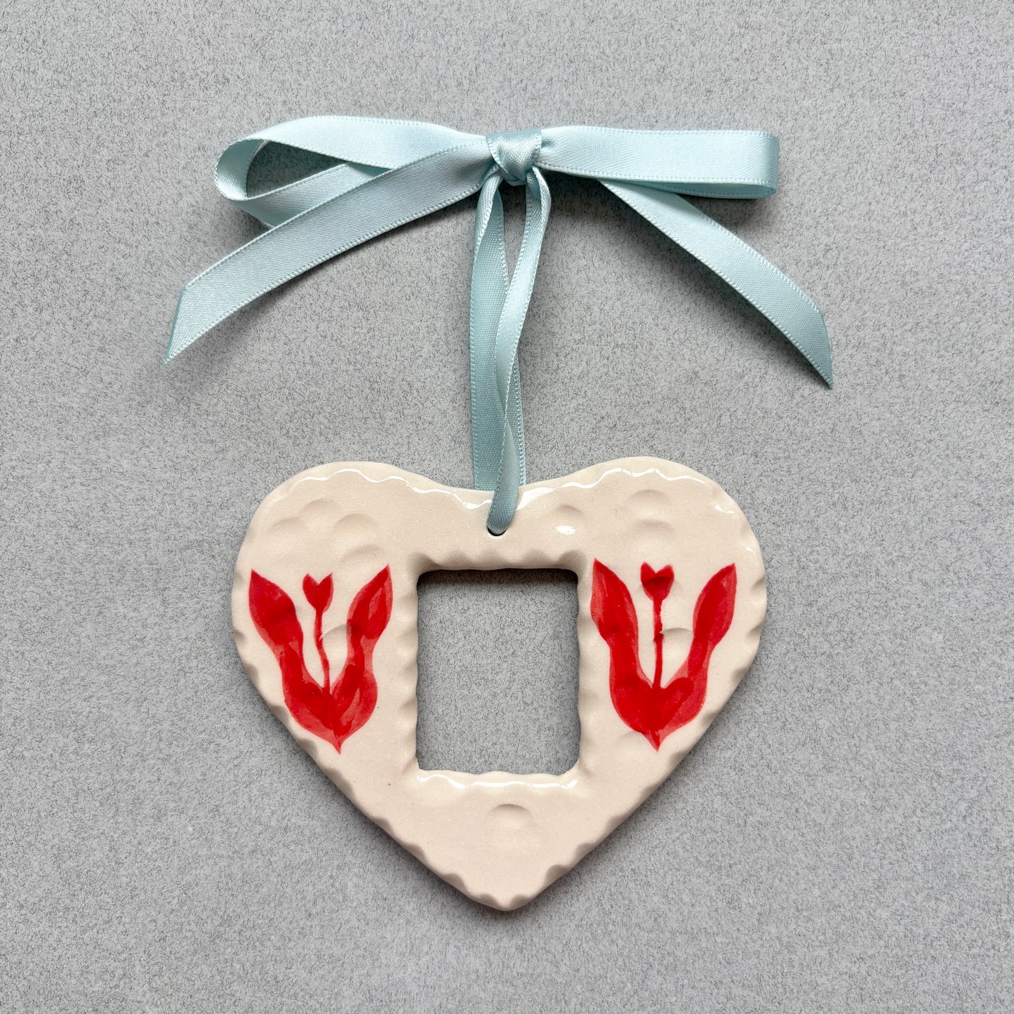 baby blue and red tulip photo frame