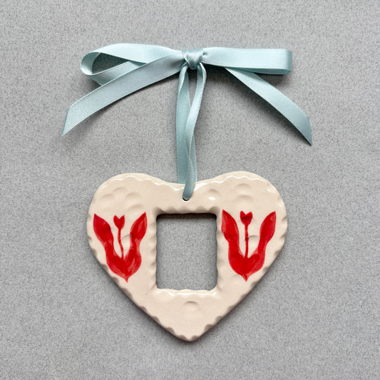 baby blue and red tulip photo frame