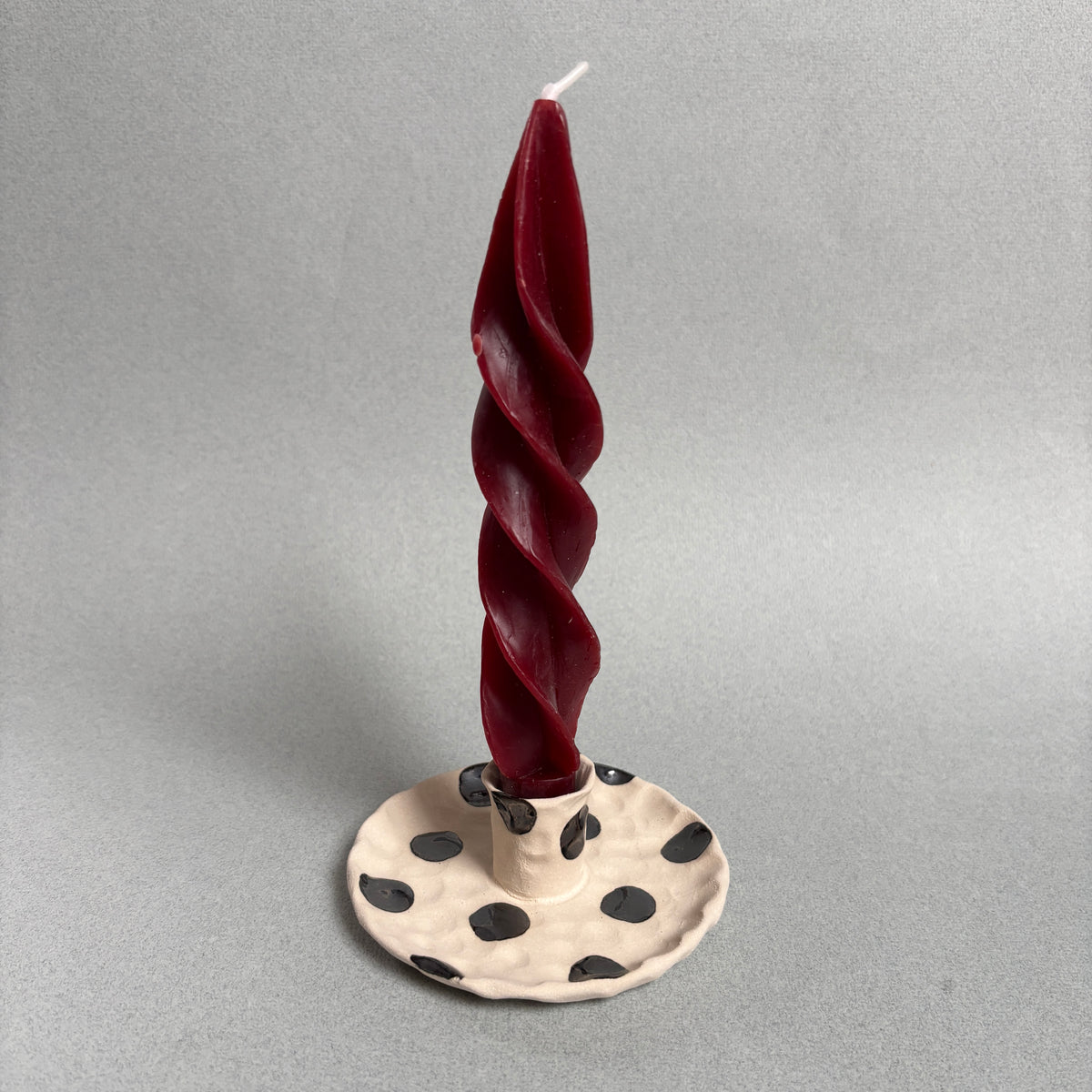 silver polka dot candle holder