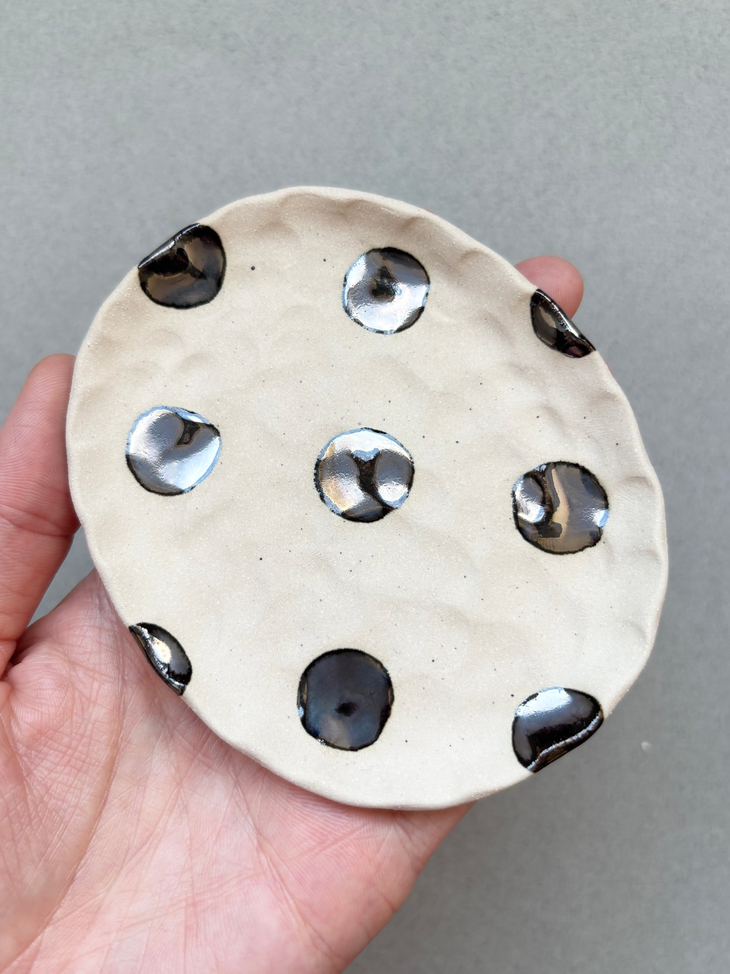 silver polka dot trinket dish