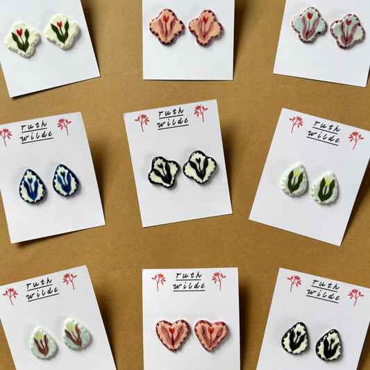 porcelain tulip earrings