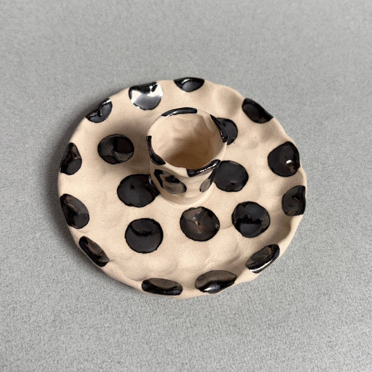 silver polka dot candle holder