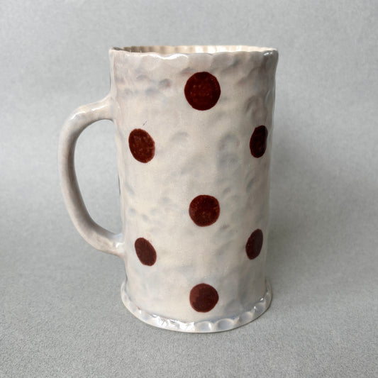 baby blue and brown polka dots