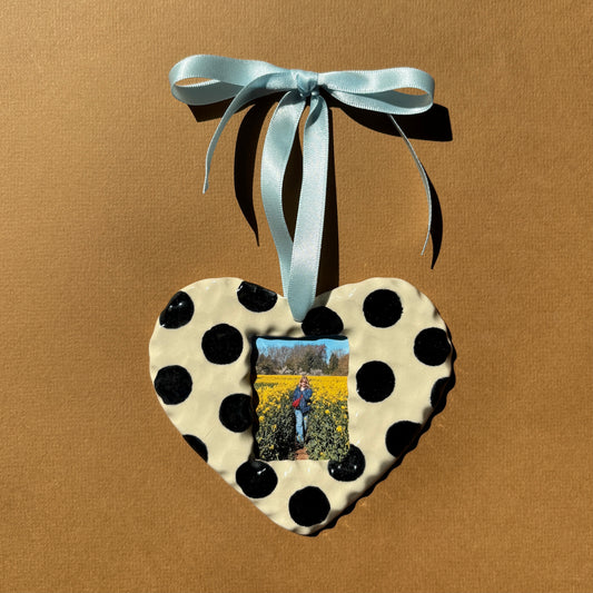 spotty heart photo frame