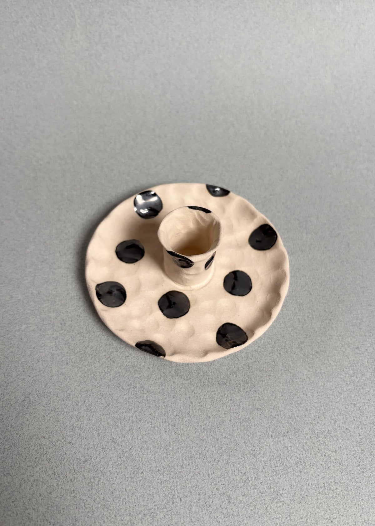silver polka dot candle holder