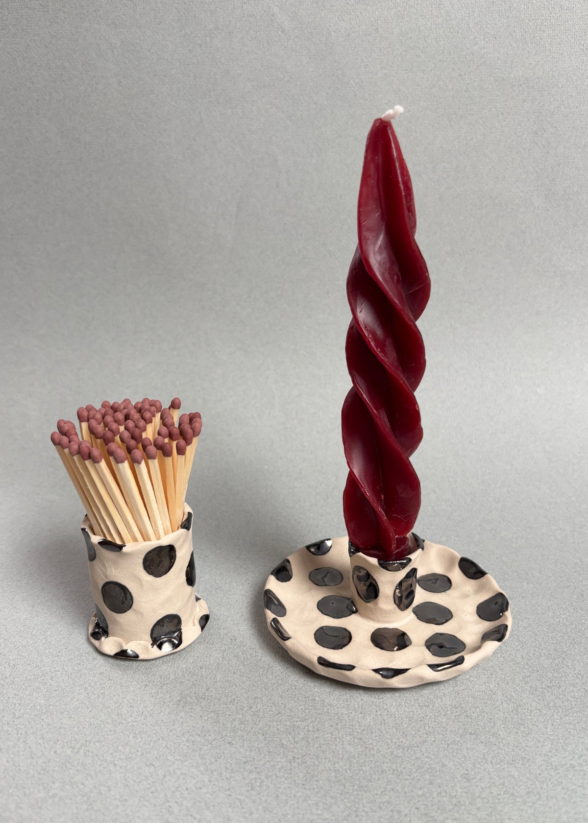 silver polka dot candle holder
