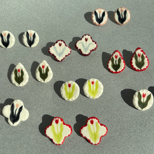 porcelain tulip earrings