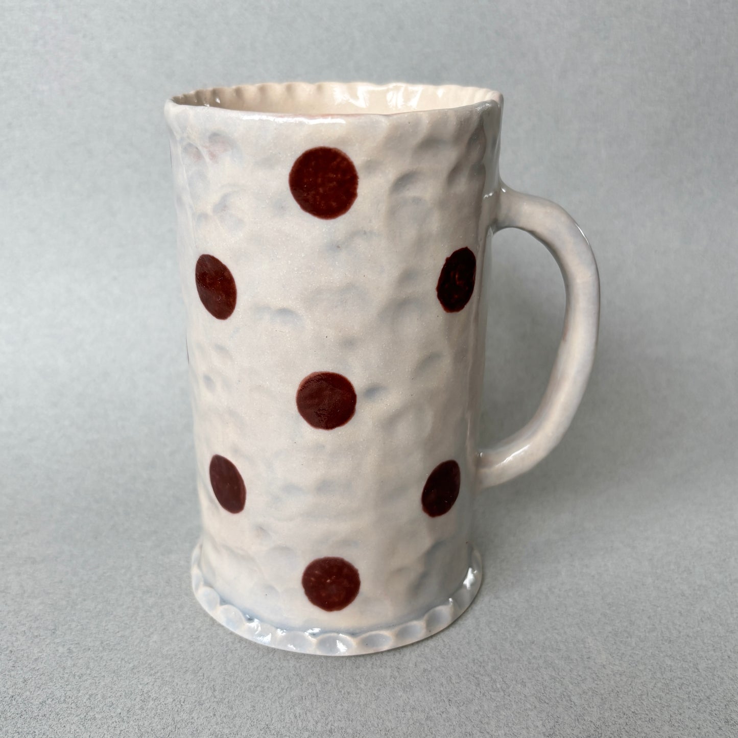 baby blue and brown polka dots
