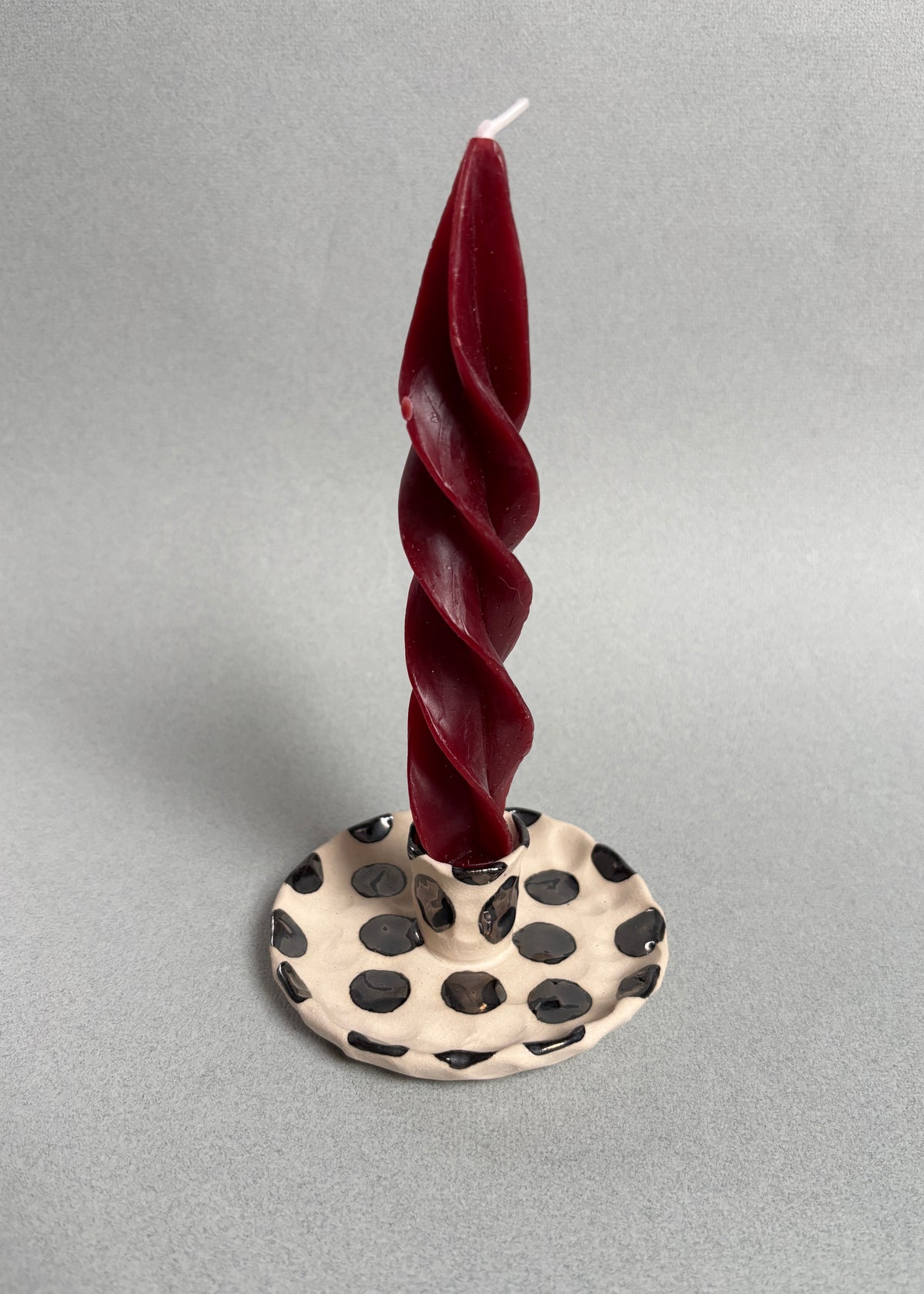 silver polka dot candle holder