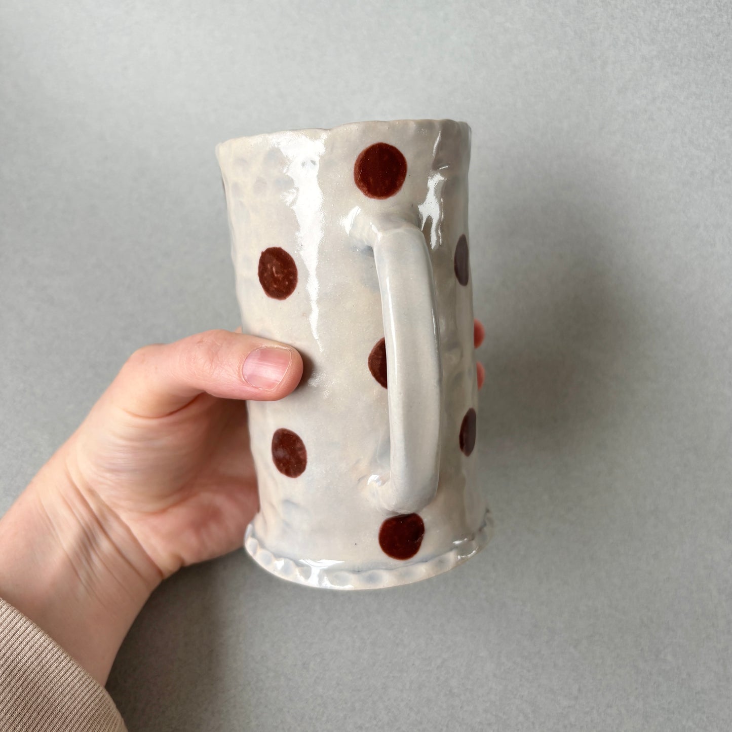 baby blue and brown polka dots