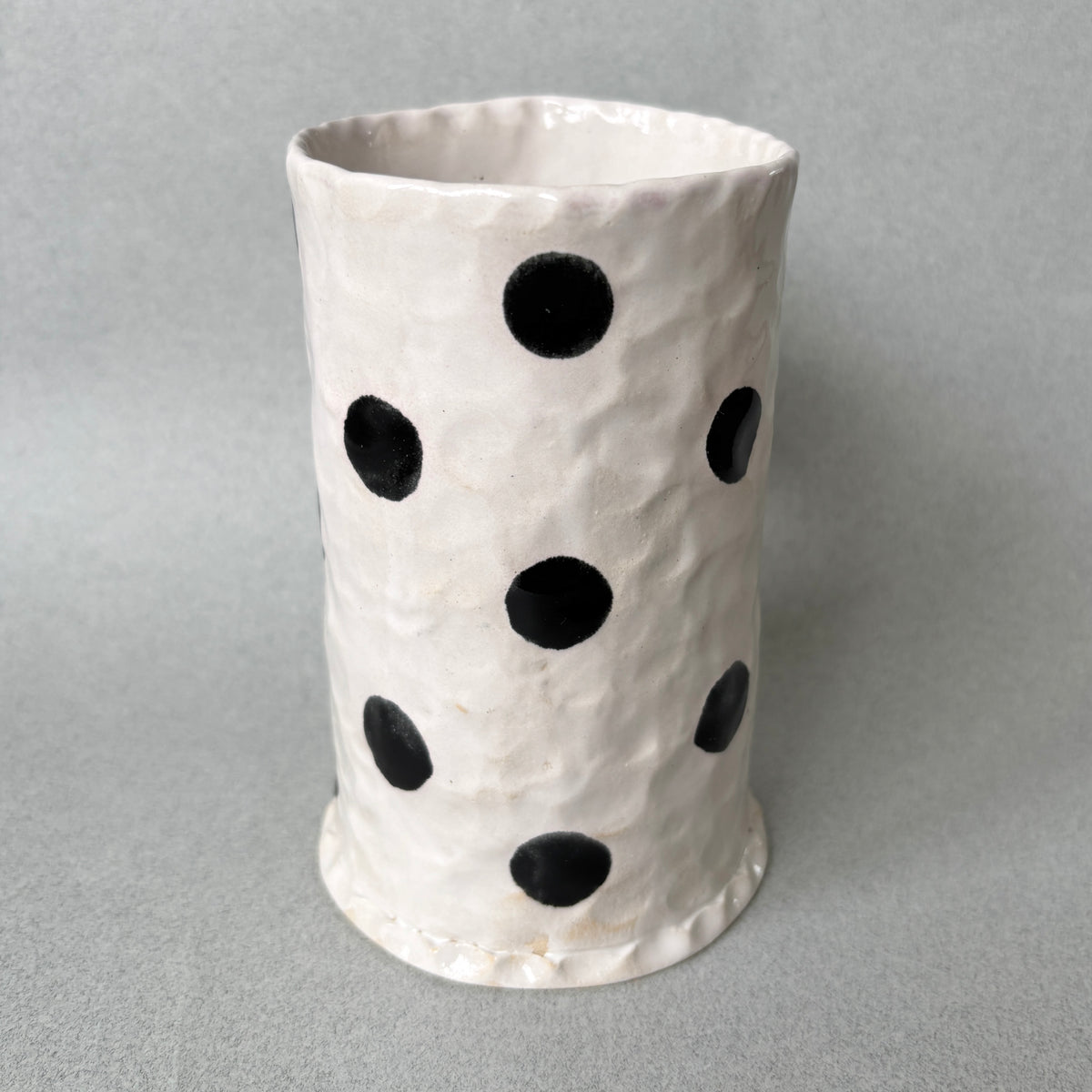 white and black polka dots