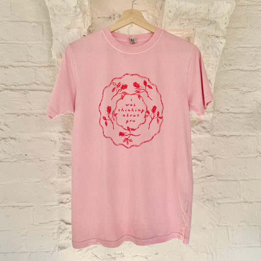 i was thinking about you pink and red t-shirt